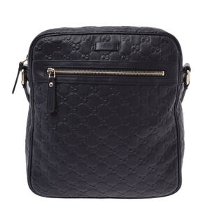 GUCCI Guccissima Shoulder Bag Black Calfskin